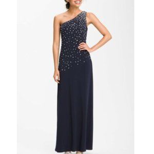JS Boutique One Shoulder Embellished Jersey Gown